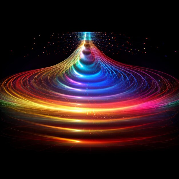 a brightly colored swirl of light in a dark room generative ai