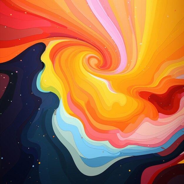 Brightly colored swirls of paint in a dark space with stars generative ai