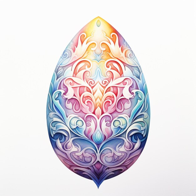 Foto dipinto ad acquerello dai colori vivaci di un grande uovo con vortici generativi ai