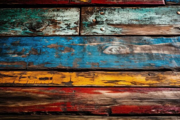 Brightly colored wooden texture in closeup created with Generative AI technology