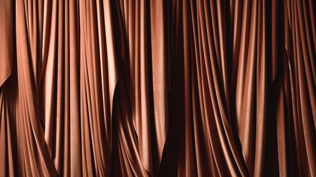 Photo brightly lit brown curtains for your background generative ai