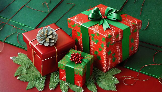 Photo brightly packaged christmas gifts