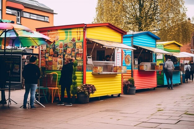 Foto poste di cibo di strada dipinte di colori vivaci