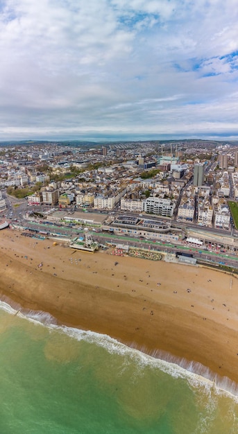 Brighton Pier UK Aerial panoramic view