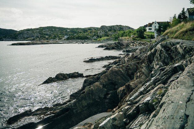 Brigus Newfoundland Canada sep 2022 Small fishing village on a calm grey day