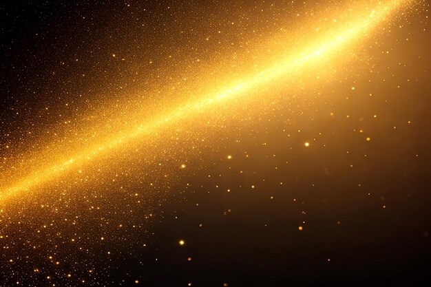 A brilliant cascade of shimmering golden particles illuminated by a streak of light