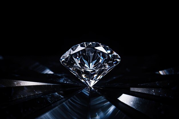 Brilliant diamond on a black background Jewelry backgroundGenerative AI