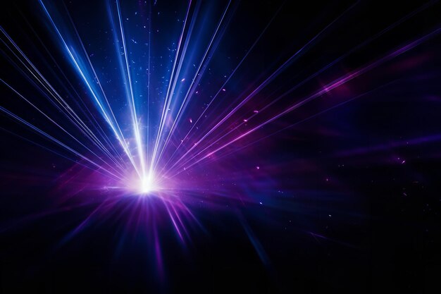 Brilliant laser light beams blazing in blue and violet Ai generative