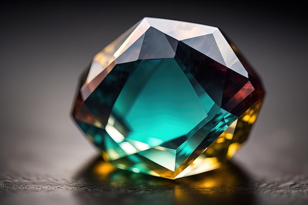 Brilliant multicolored sapphire on a surface ai generative