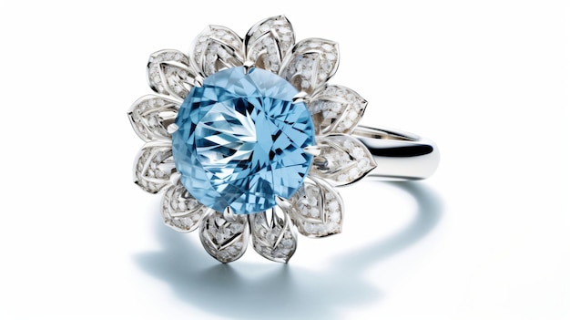 A brilliantcut aquamarine gemstone capturing its ethereal blue hue and inner sparkle