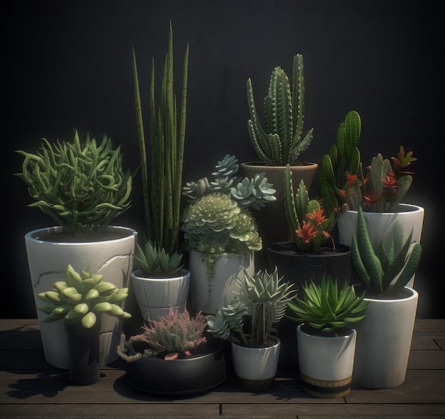 植木鉢に植えた植物のセレクションで、ご自宅に新鮮さをもたらしましょう