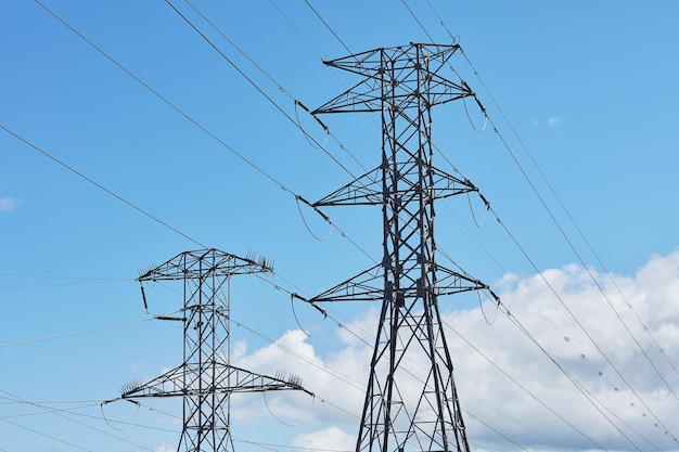 Bringing electricity to your home Shot of a pylon against a blue sky