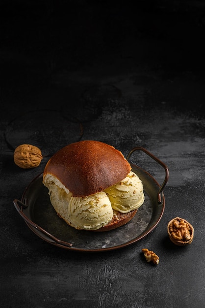 brioche with ice cream