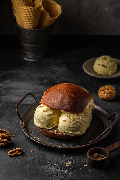 brioche with ice cream