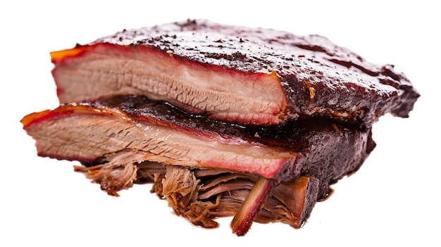 brisket flying in the air isolated on white background Generative Ai