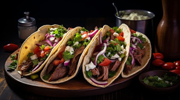 Brisket Tacos Soft Tacos Stuffed with Smoked Brisket and Fresh Toppings