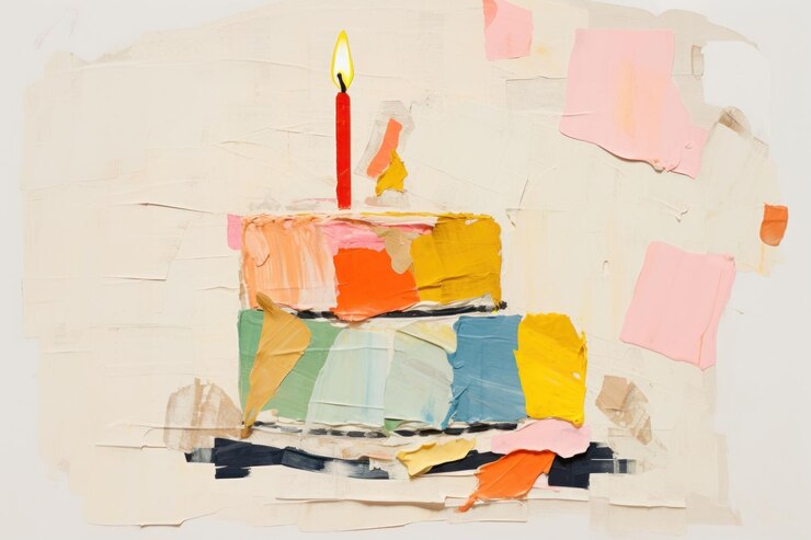 Photo brithday cake art painting candle