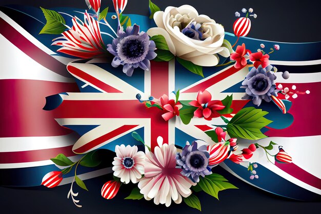 British antarctic territory flag wrinkled on dark background 3d render Generative Ai