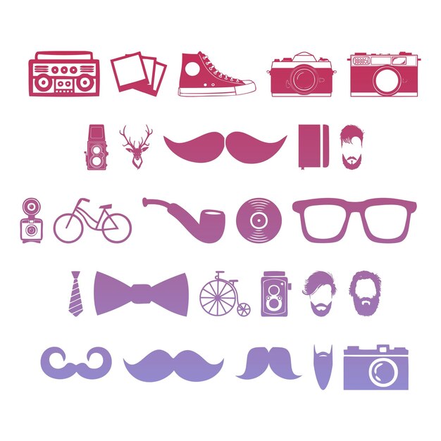 Photo british man icons items gradient effect photo jpg vector set