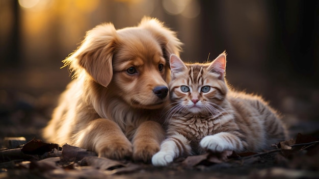 British short hair cat and golden retriever1 generated by ai