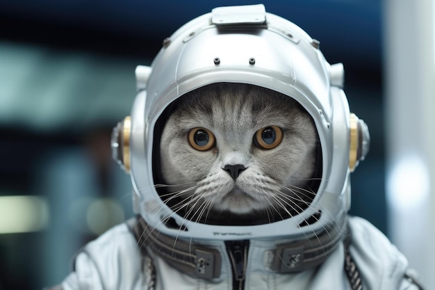 Photo british shorthair cat dressed as a robot at work