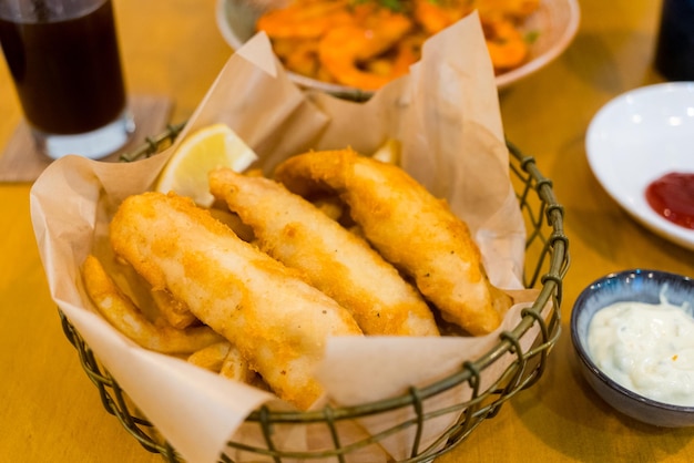 British Traditional Fish and chips dish