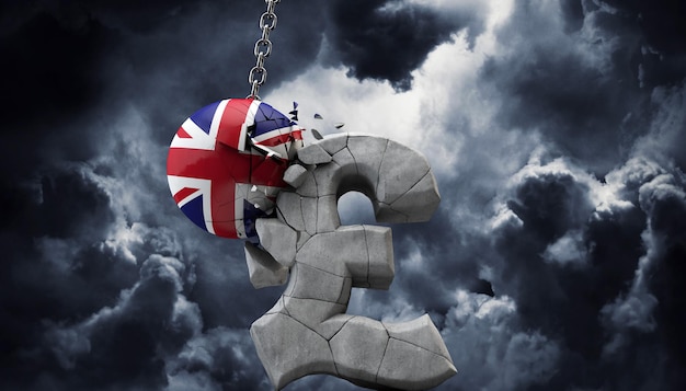 Britse bal die een pond sterling-symbool uk economie d render