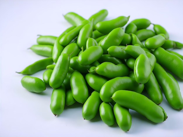 Photo broad beans on white background ai generated