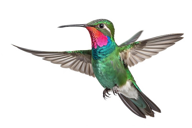 Broad Billed Hummingbird on a pure white background