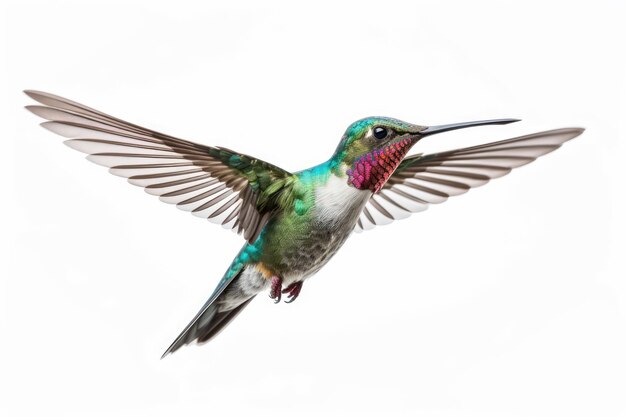 Foto colibrì a becco largo su uno sfondo bianco