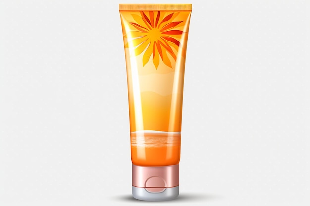 Broad Spectrum Sunscreen Lotion Isolated on White Background Generative AI