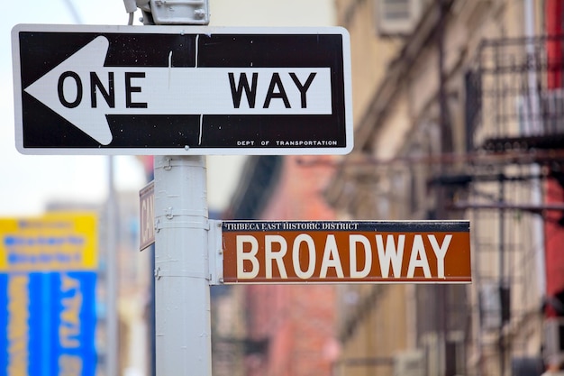 Broadway and One Way Street Signs