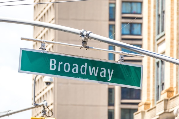 Broadway straatteken in de Stad de VS van New York