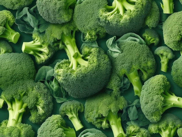 Broccoli background as seamless tile generative AI