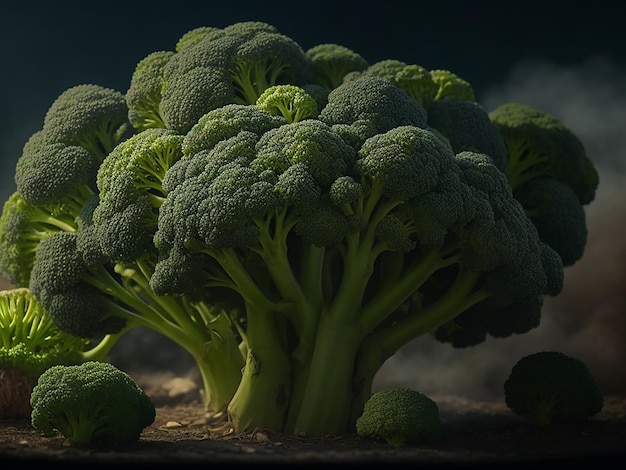 Broccoli On Black Studio Background