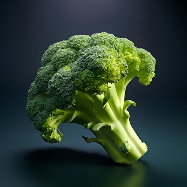 a broccoli on a black surface