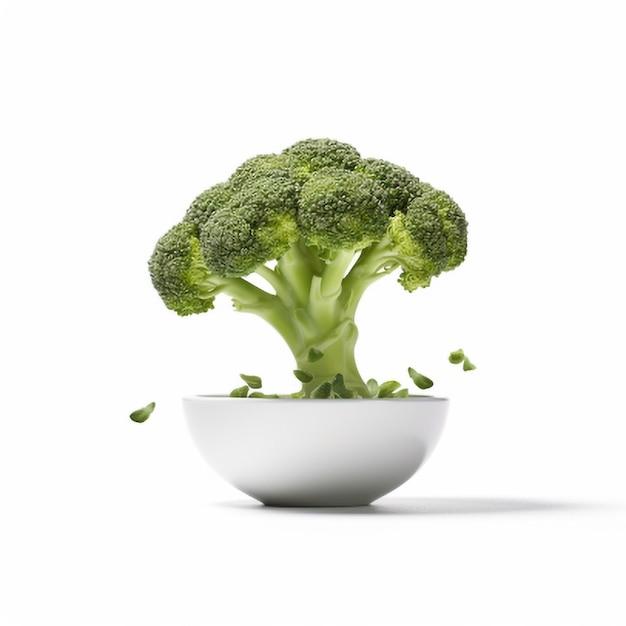 Broccoli in a bowl isolated on white background