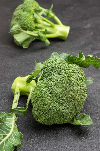 Broccoli cabbage closeup Black background