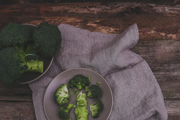 Broccoli on the dark table