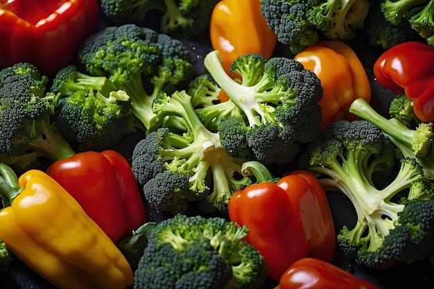 Foto broccoli en paprika's in een roer