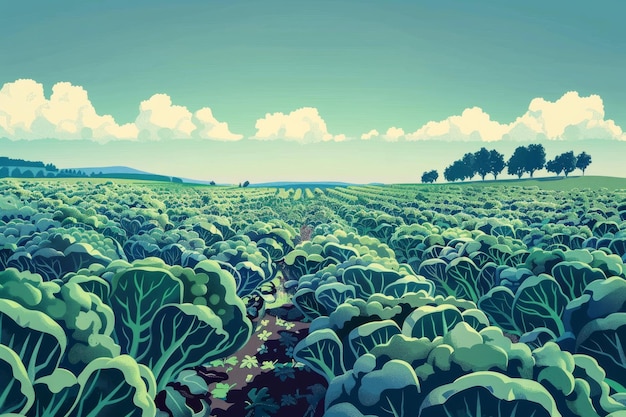 Photo broccoli field broccoli crop many broccoli agriculture landscape vegetable farm