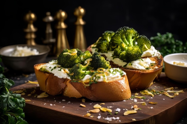 Broccoli and GarlicRicotta Toasts With Hot Ho