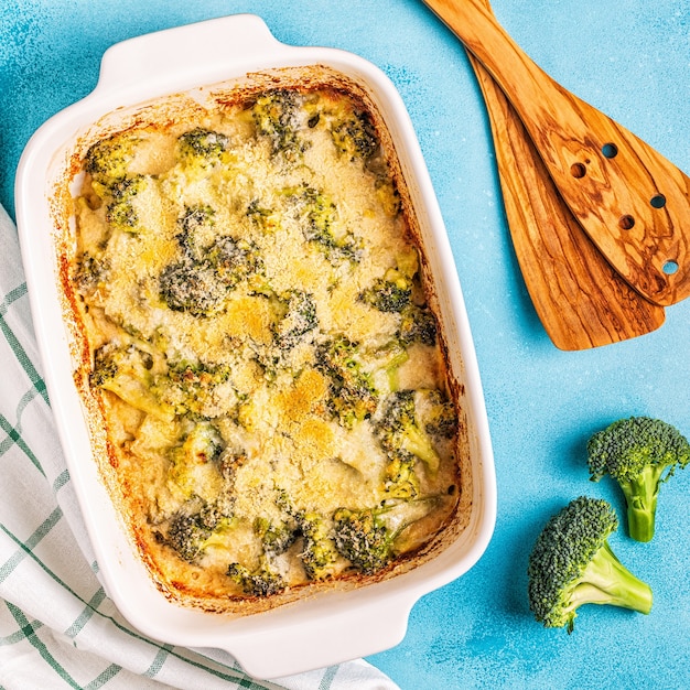 Broccoli gratin in a baking dish