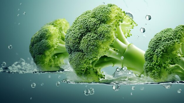 Photo broccoli on a green background studio photo