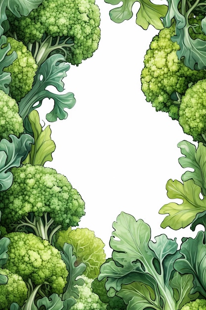 Broccoli met bladeren illustratie achtergrond met lege ruimte voor tekst