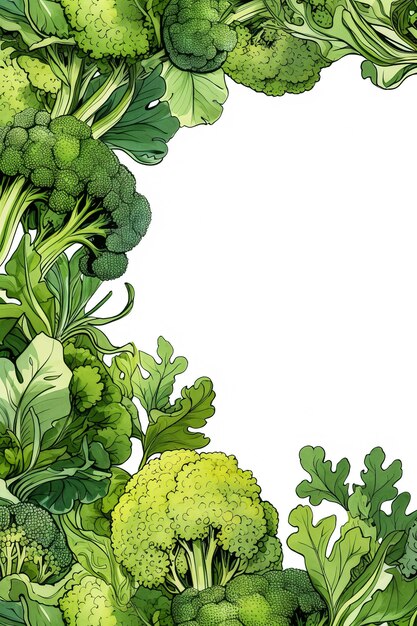 Broccoli met bladeren illustratie achtergrond met lege ruimte voor tekst