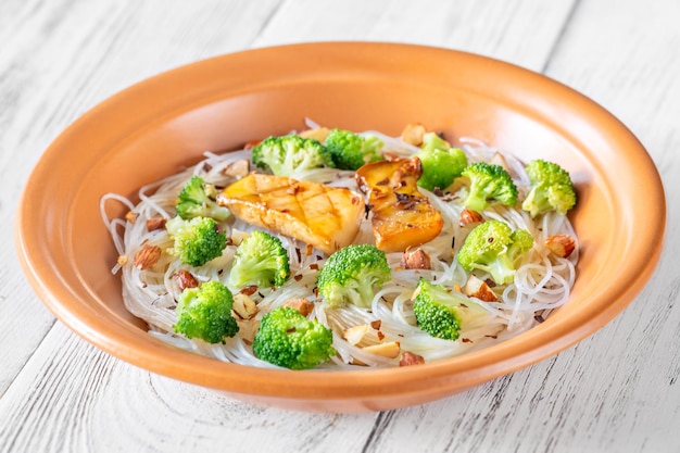 Broccoli mushroom cellophane noodles