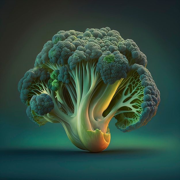 Broccoli op stevige groene generatieve AI als achtergrond