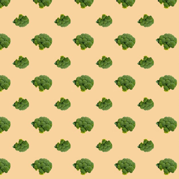 Broccoli seamless pattern on a beige background