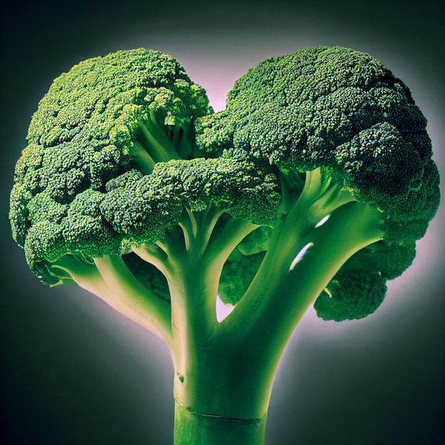 A broccoli shaped like heart on gradient background 3d rendering